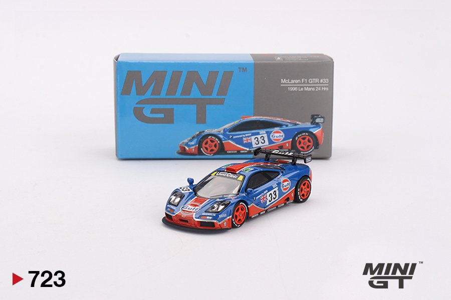MINI GT #723 McLaren F1 GTR #33 — 1996 Le Mans 24 Hours, Gulf Livery (1:64)
